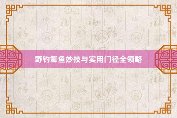 野钓鲫鱼妙技与实用门径全领略